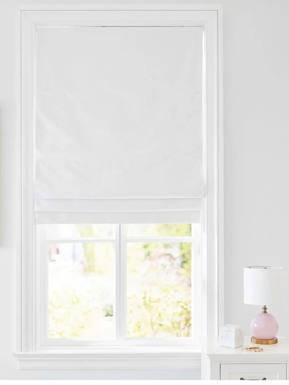 Pottery Barn Kids Linen Blackout Roman Shade White Pink